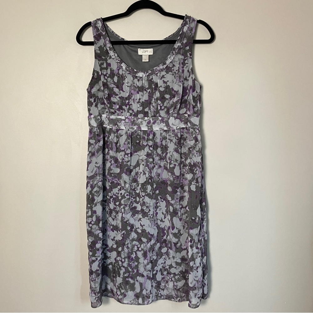 LOFT Dress sheer Sleeveless Floral Print women’s size 10P petites - Picture 1 of 11